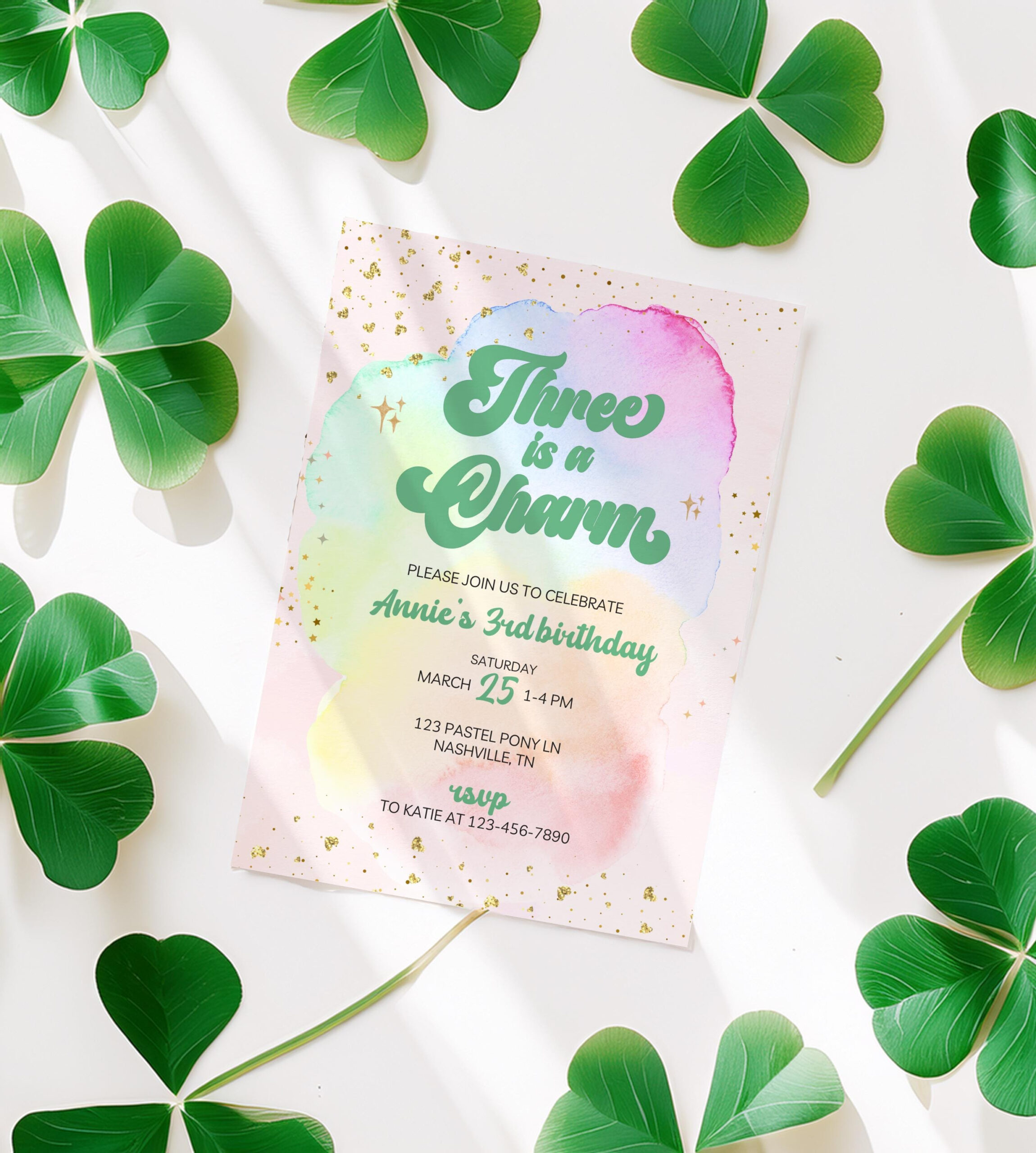 3Rd Times A Charm Birthday - Etsy intended for Shamrock Birthday 3 Template