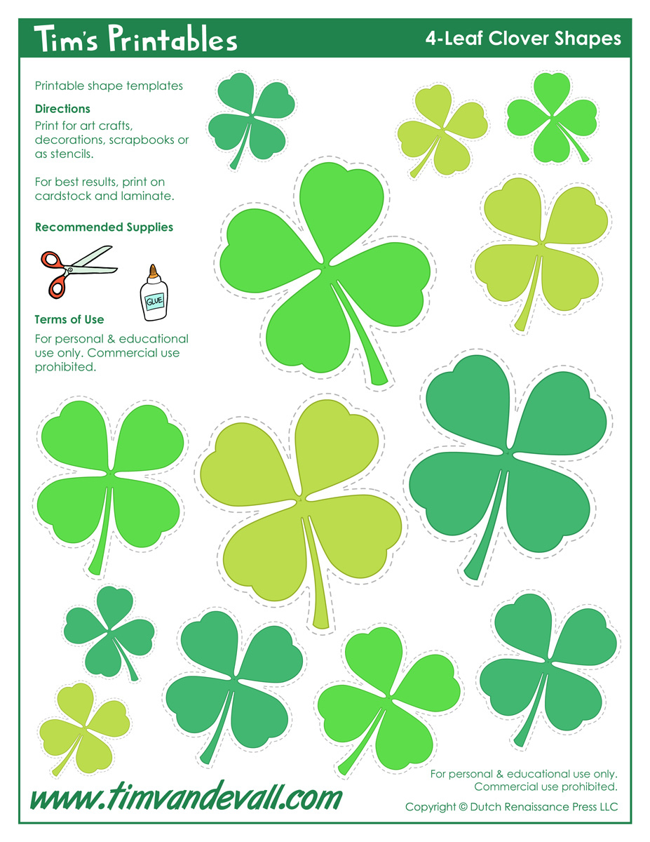 4-Leaf Clover Templates intended for 4 Leaf Shamrock Template