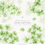 Buy Watercolor Lucky Cottage Shamrock Floral Arrangements Clipart Pertaining To Photoshop Background Template Watercolor Shamrock