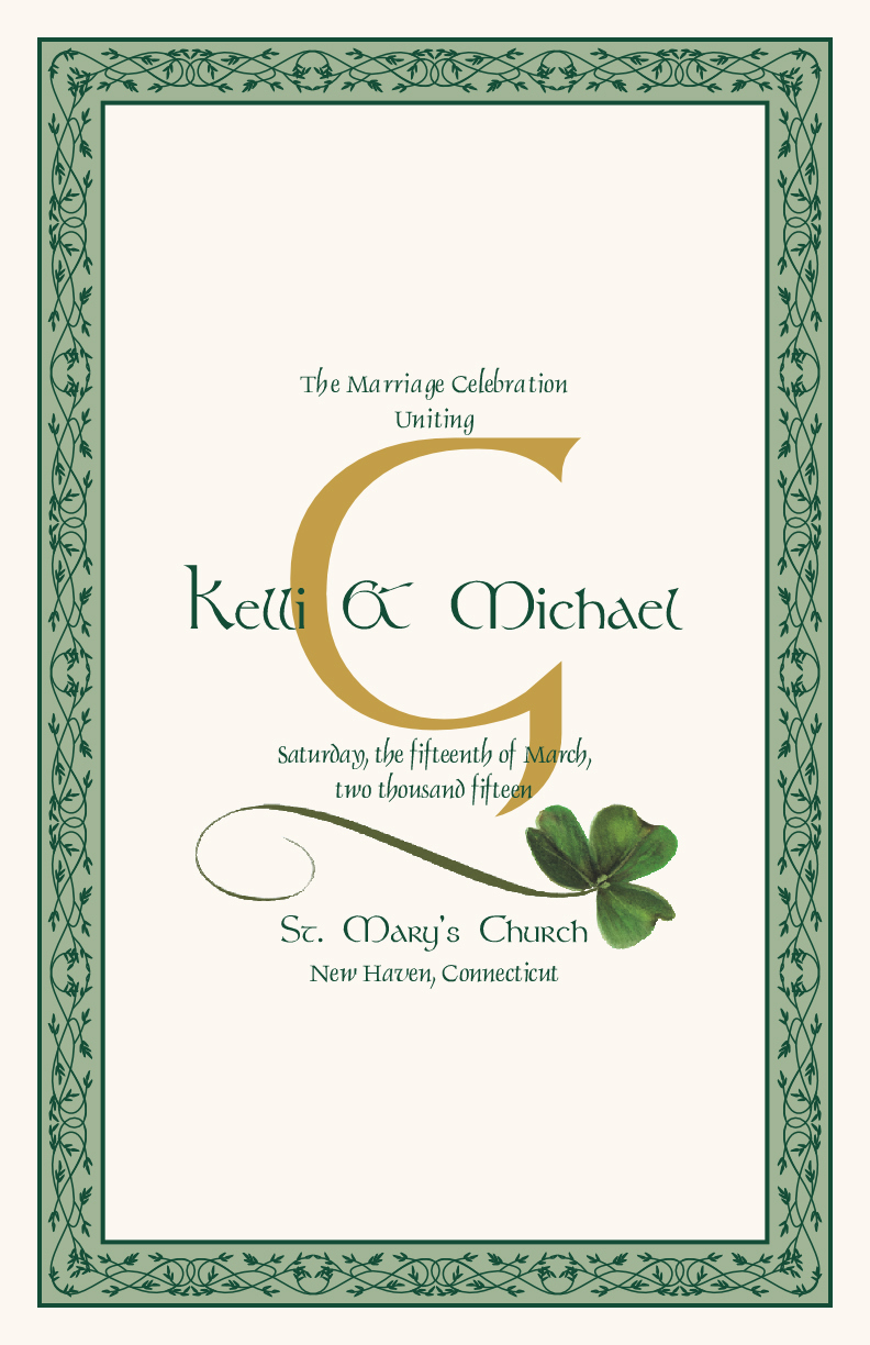 Celtic And Irish Wispy Shamrock Wedding Programs And Church pertaining to Free Wedding Program Template With Shamrocks