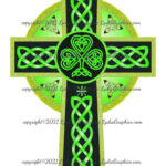 Celtic Cross Shamrock   Textured   Bright Green And Gold *Instant In Cross And Shamrock Template