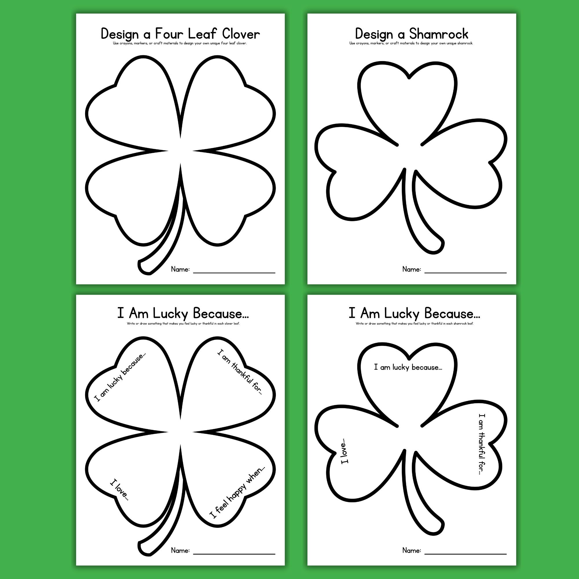 Design A Shamrock And Four Leaf Clover Craft For St. Patrick&amp;#039;S Day intended for Shamrock Template Writing Lines