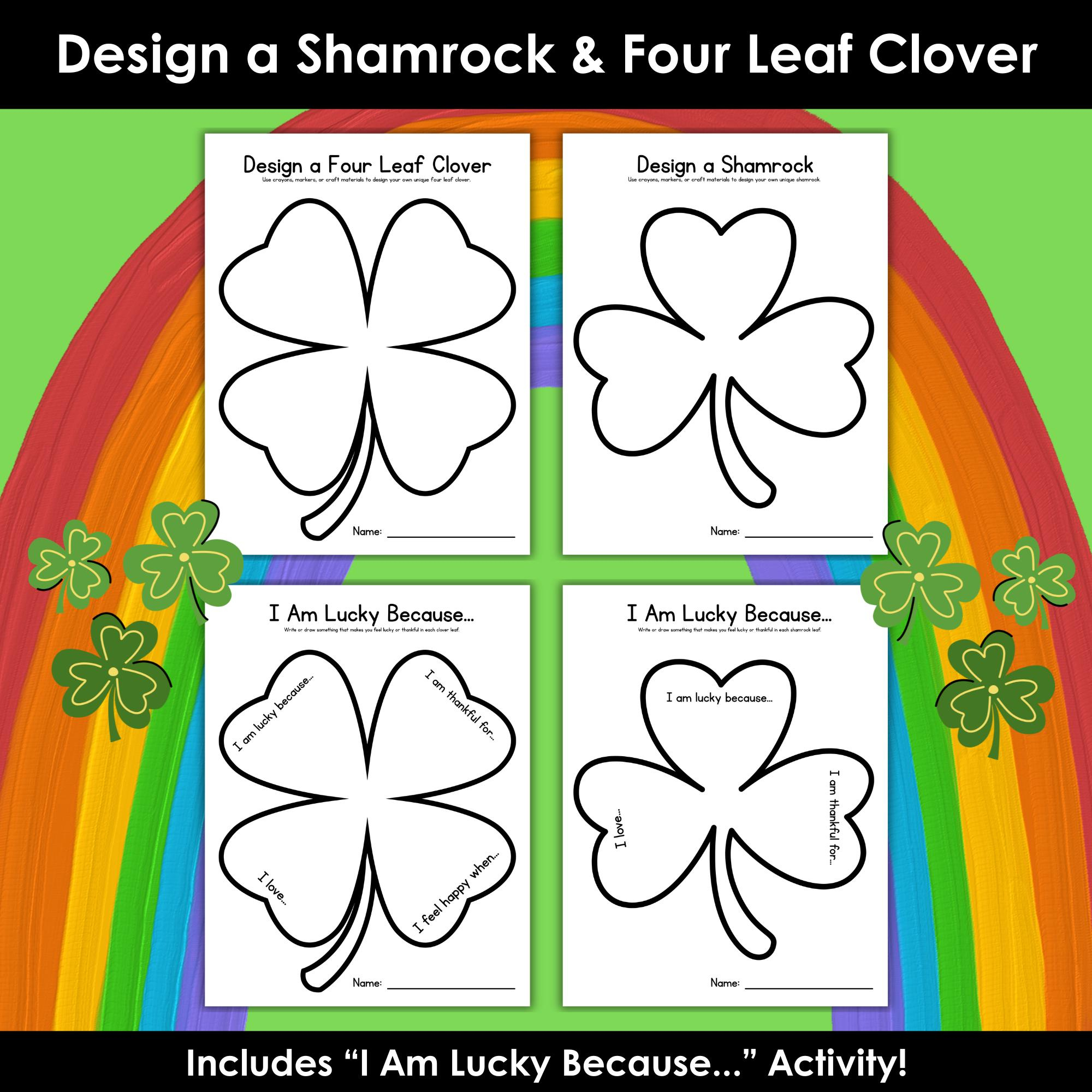 Design A Shamrock And Four Leaf Clover Craft For St. Patrick'S Day throughout Shamrock Template For Writing