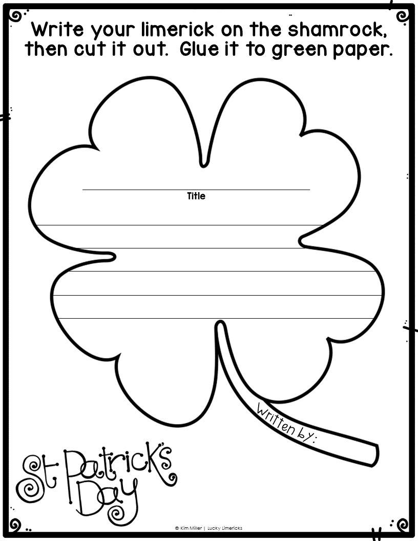 Free Writing Limericks St. Patrick&amp;#039;S Day Writing Poetry Activity for Free Shamrock Writing Template