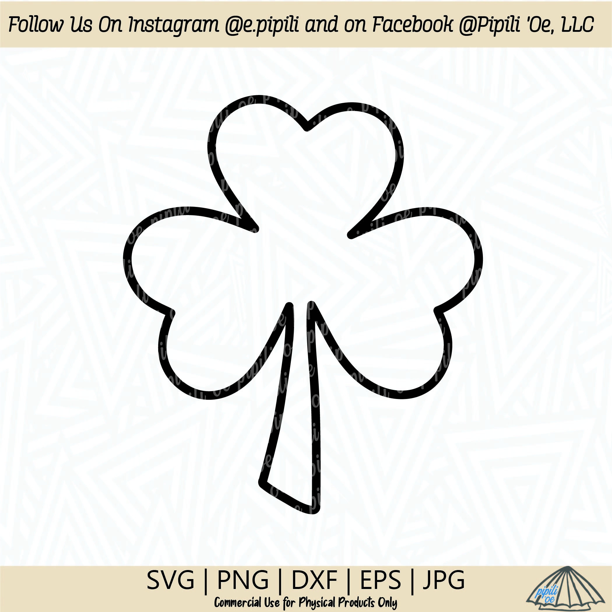 Hand Drawn Clover Svg - Shamrock Svg - 3 Leaf Clover Svg - Digital within Shamrock Leaf Template Half