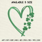 Heart Shamrock Patrick'S Day Embroidery Design, Shamrock Heart Pertaining To Heart And Shamrock Template