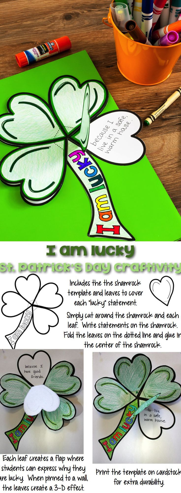 I Am Lucky St. Patrick&amp;#039;S Day Craftivity in I Am Lucky Shamrock Template
