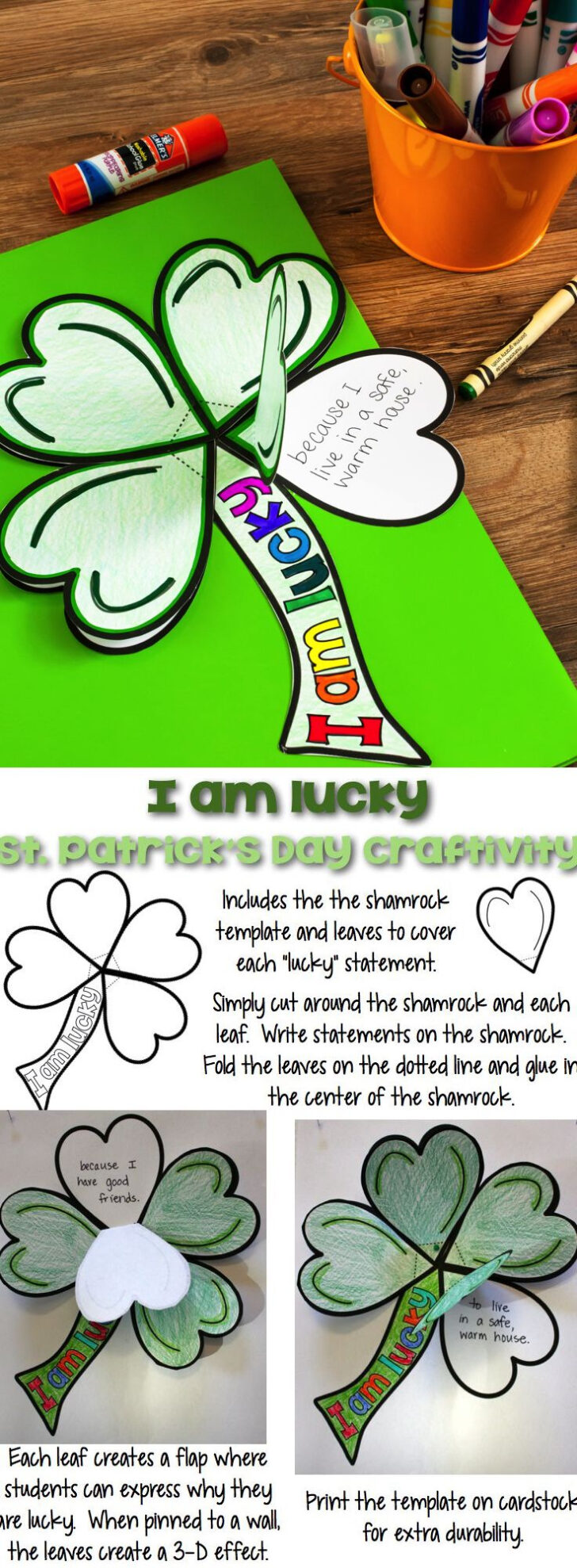 Four Leaf Clover I Am Lucky Because Shamrock Template