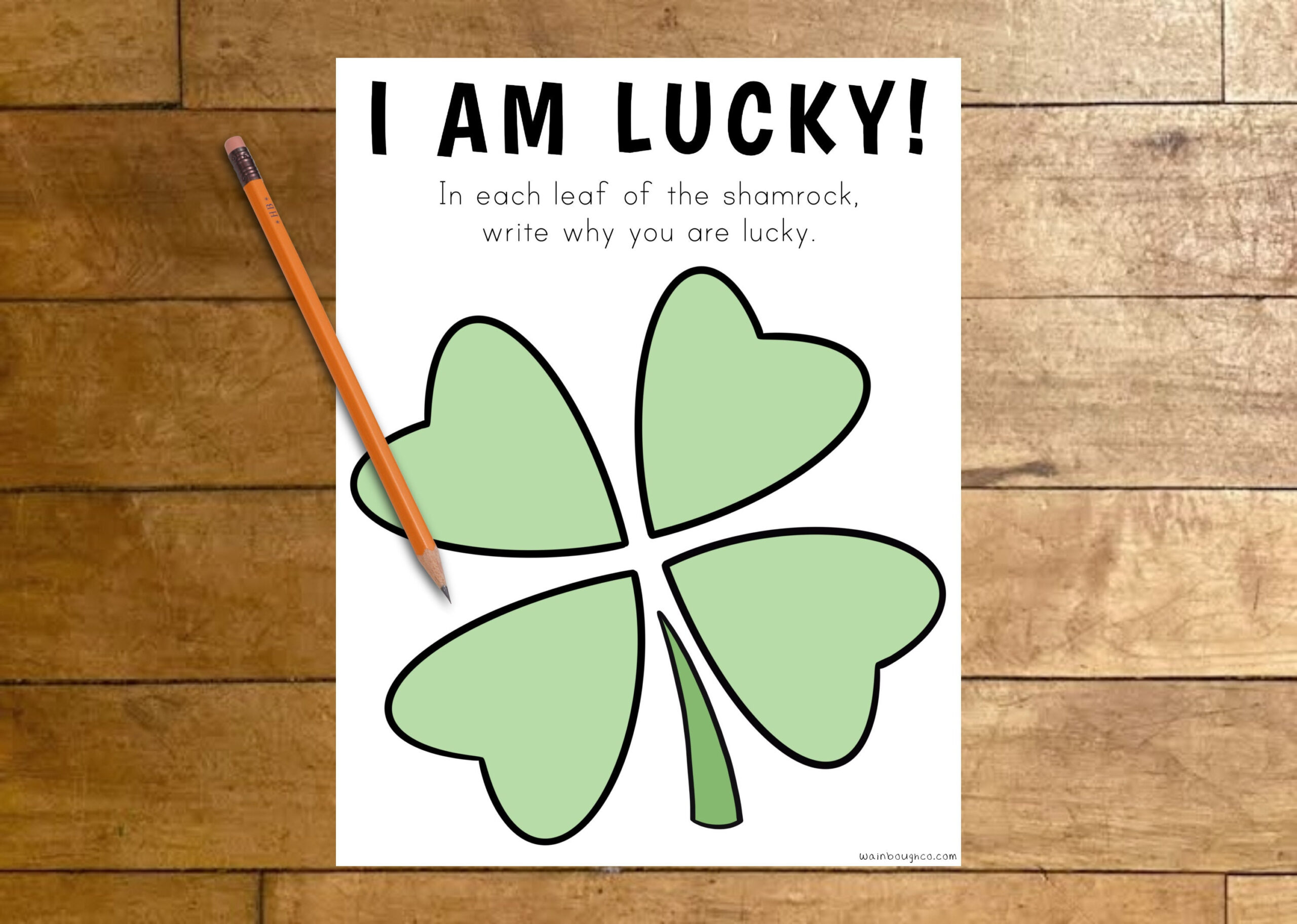 I Am Lucky Writing Activity, St Patrick&amp;#039;S Day Printable, Journal in I Am Lucky Shamrock Template