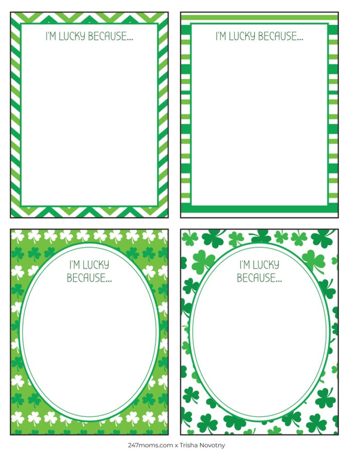 Free Printable I Am Lucky Because Shamrock Template