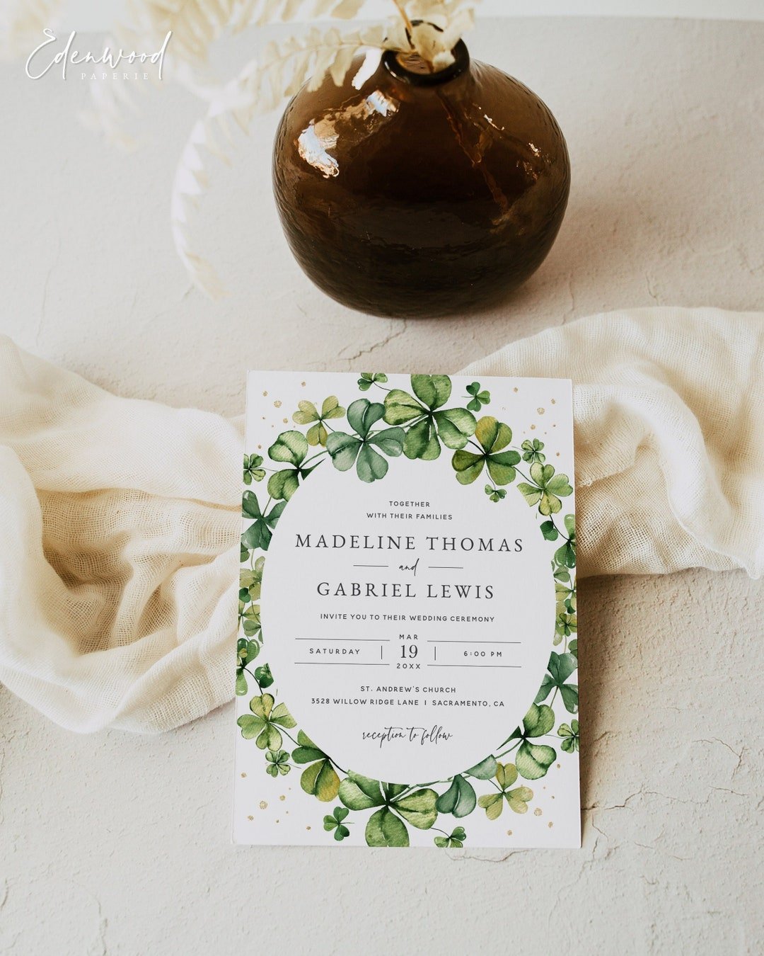 Irish Wedding Invitation Template, St. Patrick'S Day Wedding in Free Wedding Program Template With Shamrocks