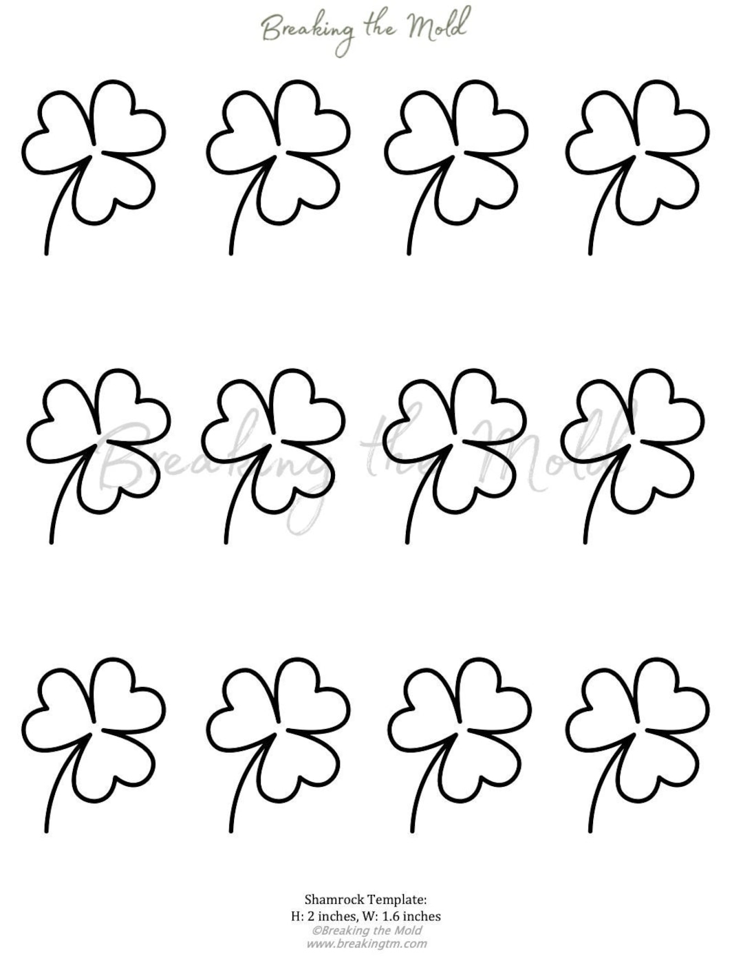 Macaron Shamrock Template - 2 Inch X 1.6 Inch - Etsy Uk intended for 2 Inch Shamrock Template