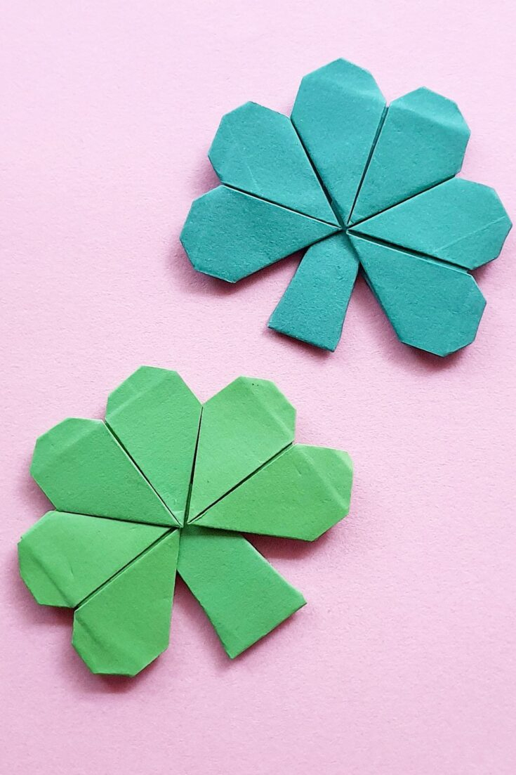 Origami Shamrock pertaining to Folded Paper Shamrock Template