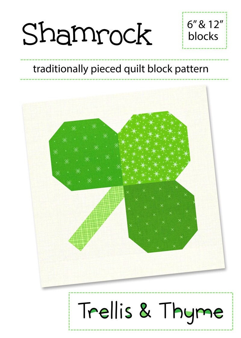 Pdf Pattern - Shamrock Quilt Block Pattern, St Patrick&amp;#039;S Day Quilt intended for Shamrock Paper Piecing Template