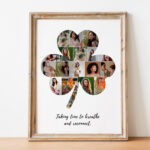 Shamrock Photo Collage Template: Irish Clover Design (Digital File With Shamrock Shaped Collage Template