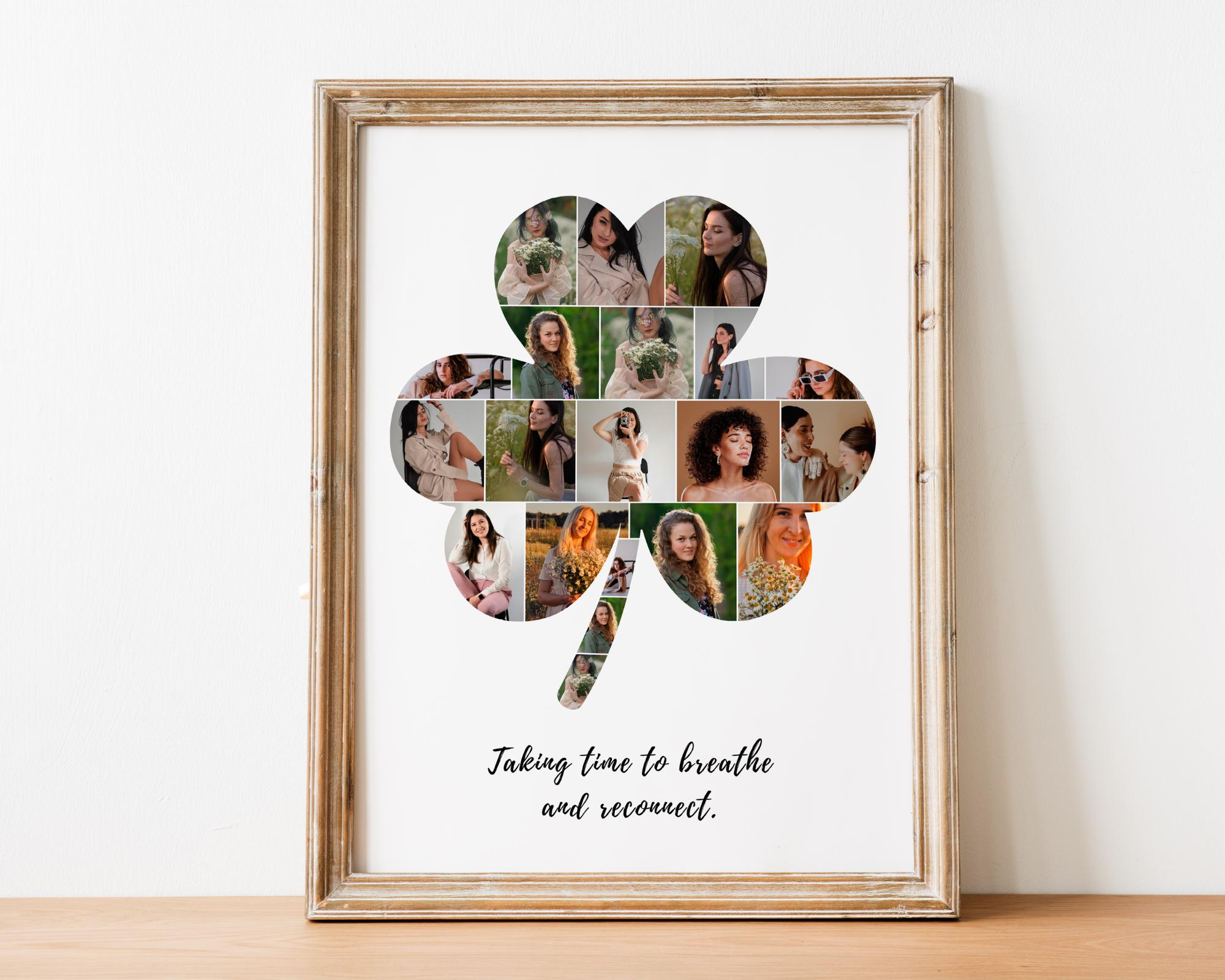 Shamrock Photo Collage Template: Irish Clover Design (Digital File with Shamrock Shaped Collage Template