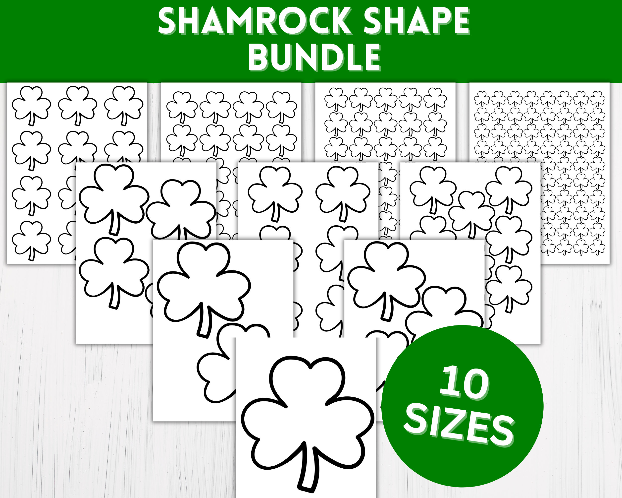 Shamrock Template Bundle: 10 Sizes For St. Patrick'S Day Crafts intended for Shamrock Template Different Sizes