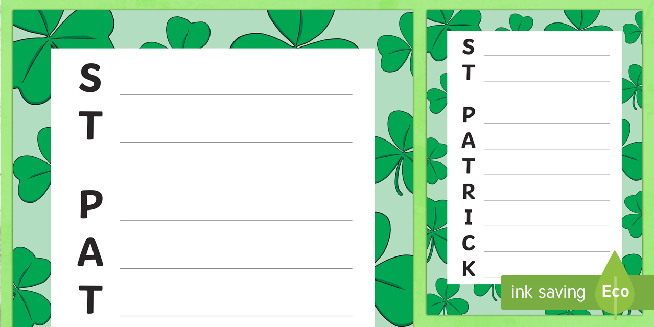 St Patrick&amp;#039;S Day Acrostic Poem with regard to Shamrock Acrostic Poem Template