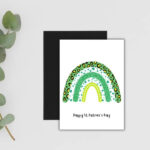 St Patrick'S Day Rainbow Greeting Card: Printable Shamrock Design (Digital  Download) Intended For Rainbow With Shamrock Template