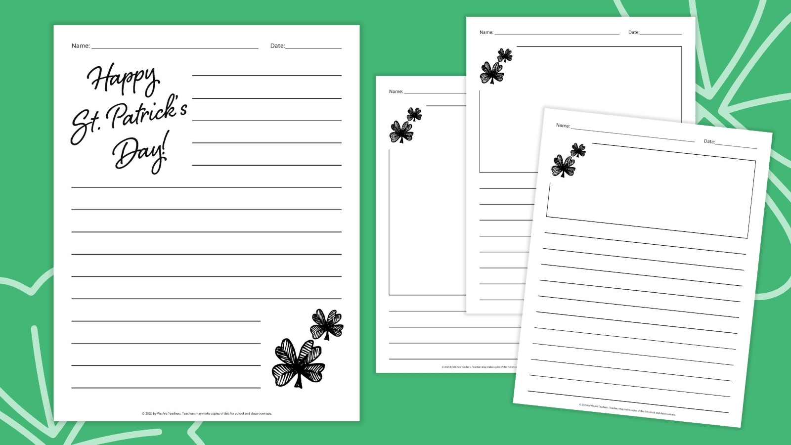 St. Patrick'S Day Writing Paper in Shamrock Writing Paper Template