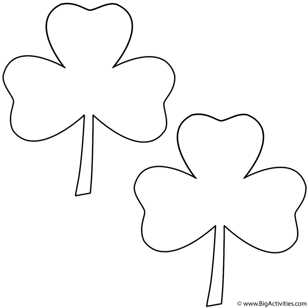 Three Leaf Clovers (2 Clovers) - Coloring Page (St. Patrick&amp;#039;S Day) for 3 Leaf Shamrock Template Printable