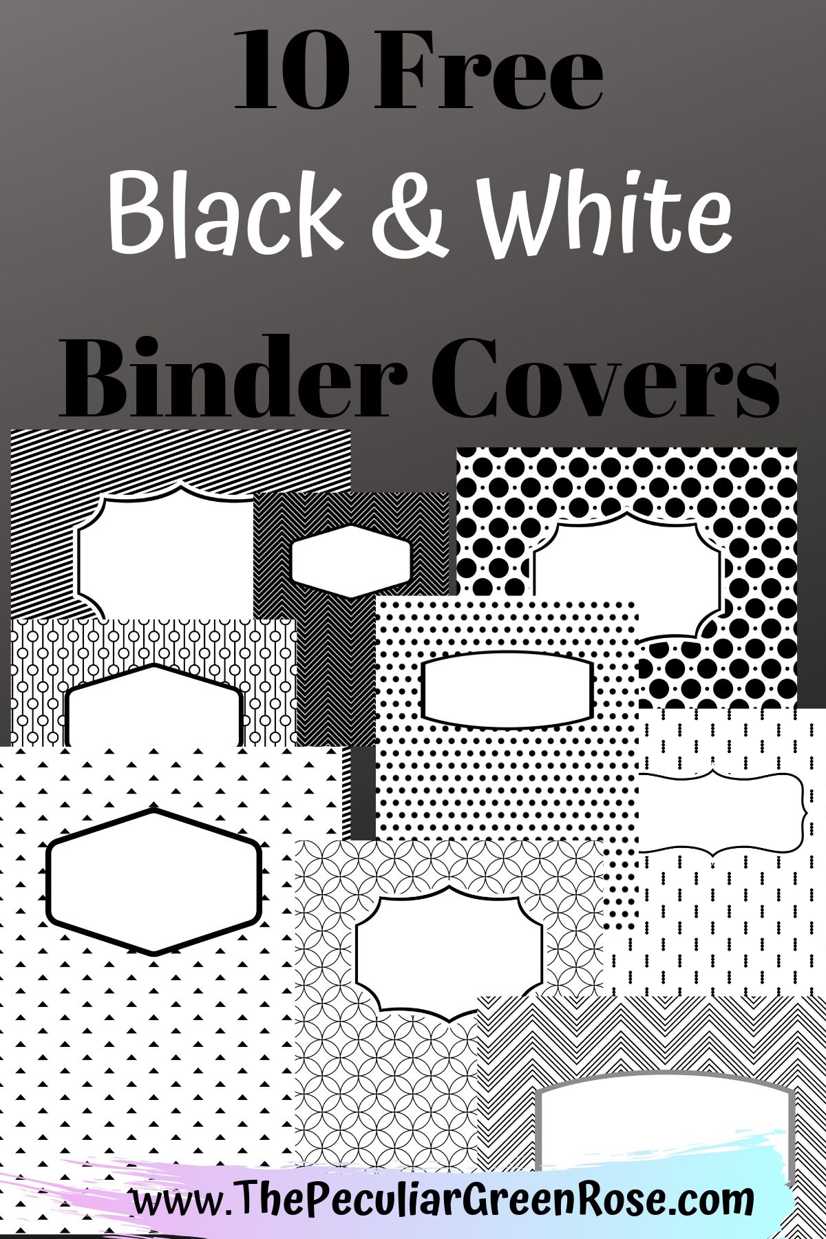 10 Free Variety Black White Binder Covers