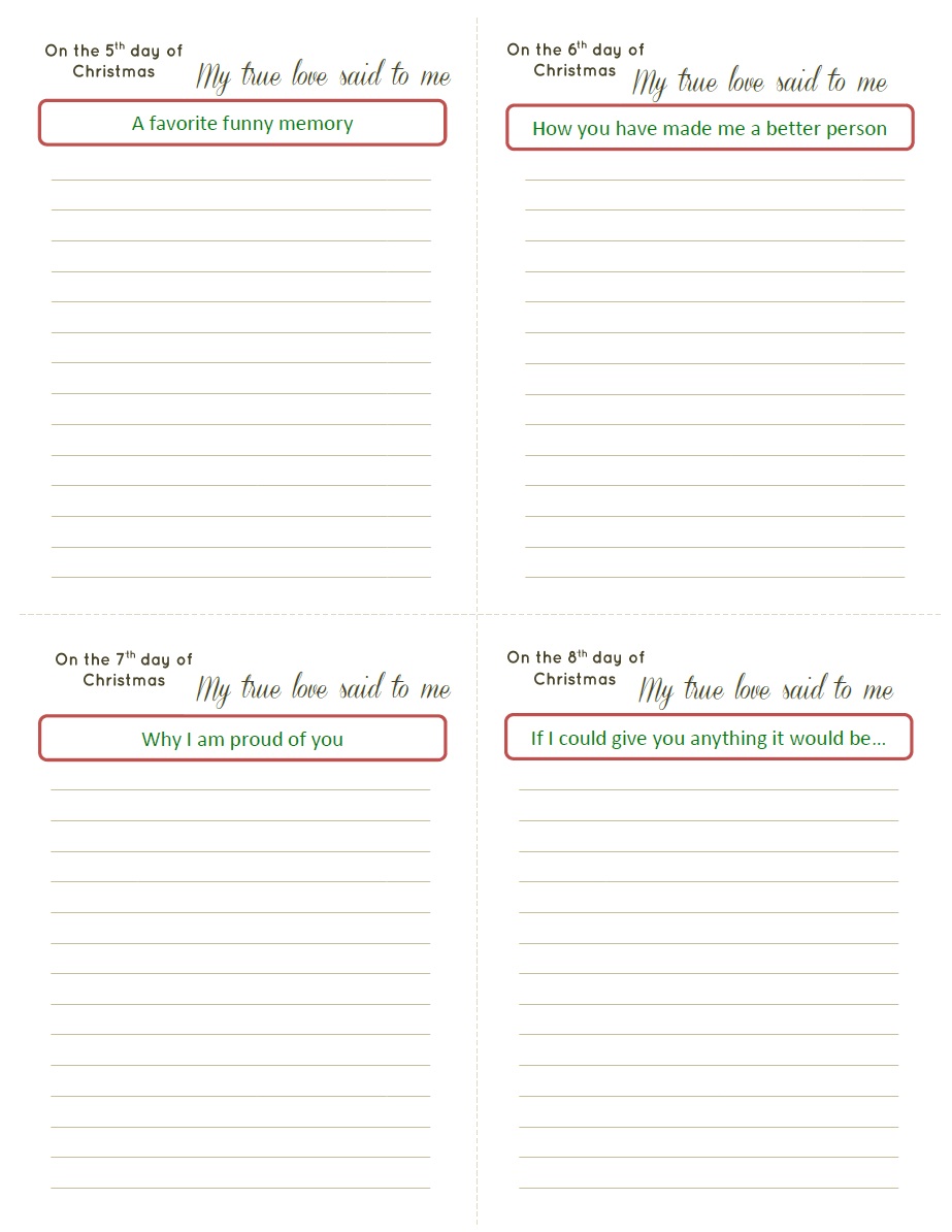12 days of christmas blank template