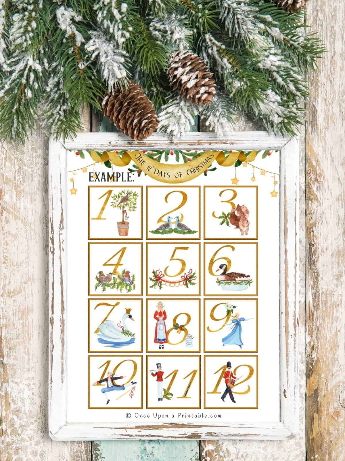 12 days of christmas calendar template