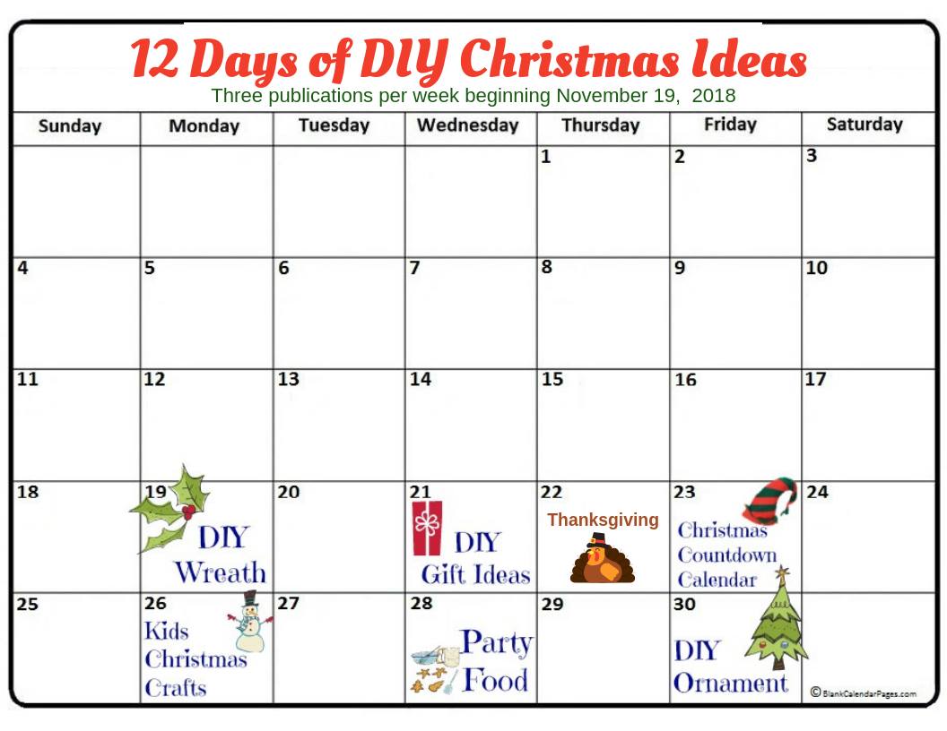 12 Days Of Christmas Diy Ideas 2018 Post Calendar November