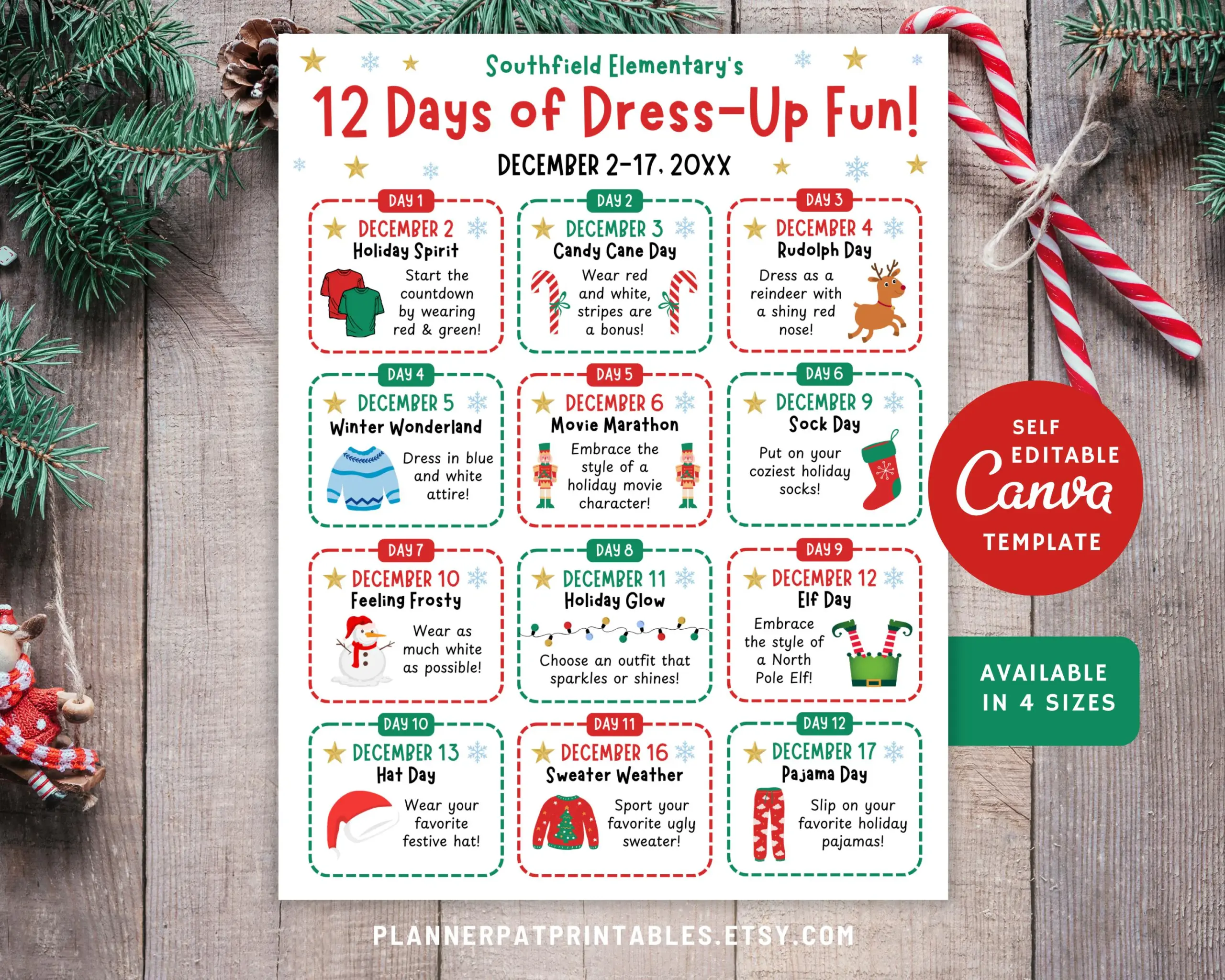 12 Days Of Christmas Dress Up Days