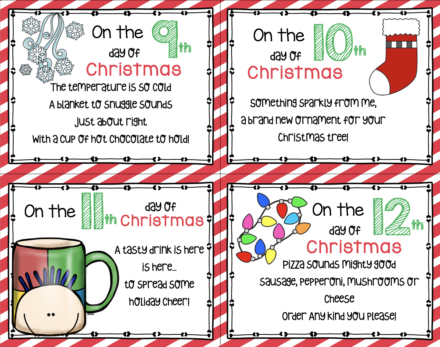 12 Days Of Christmas Free Cards