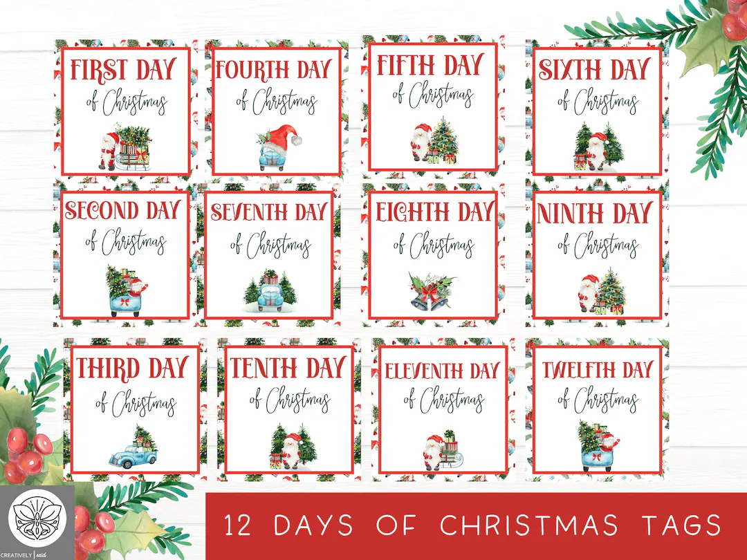 12 Days Of Christmas Tags Twelve Days Of