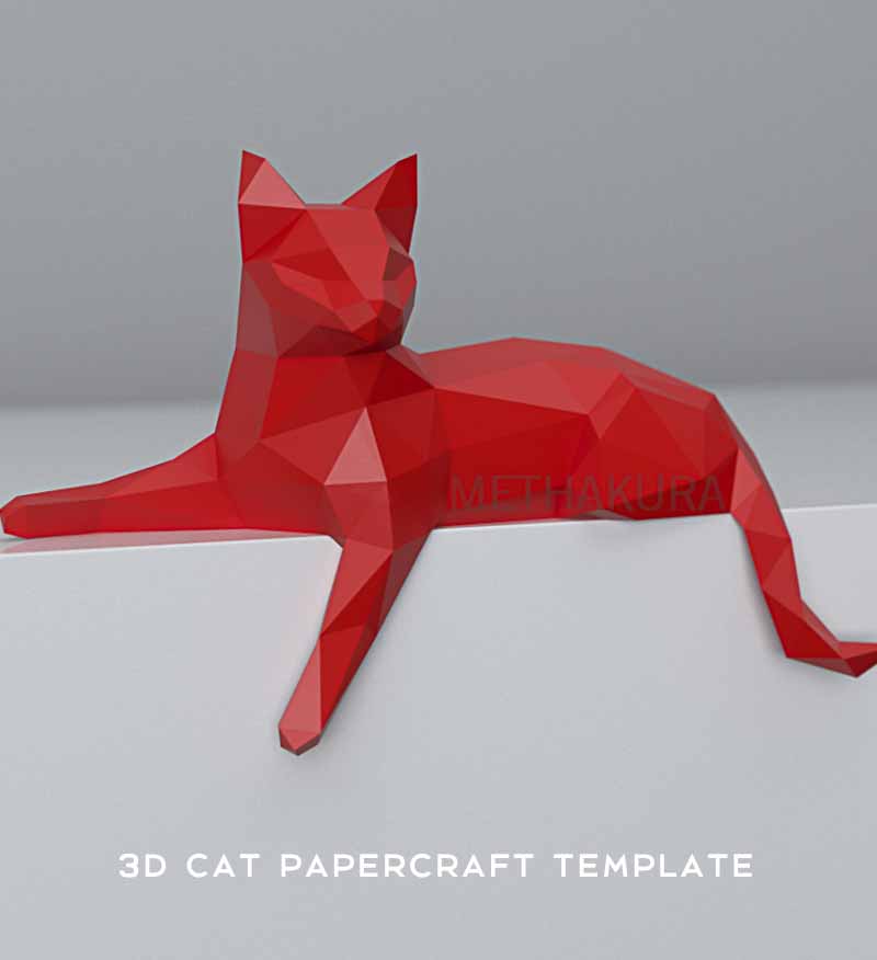 3d Cat Free Papercraft Template