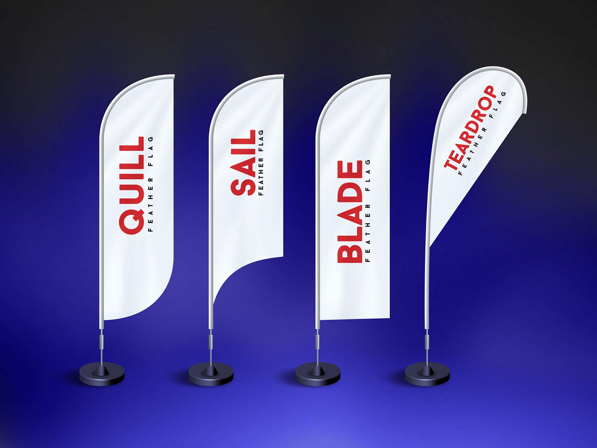 4 Free Feather Flag Mockups Psd