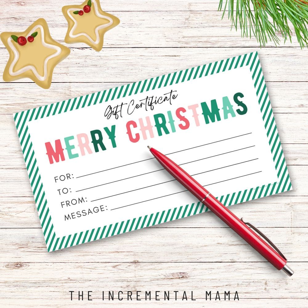 6 Free Printable Gift Certificate Templates For Christmas