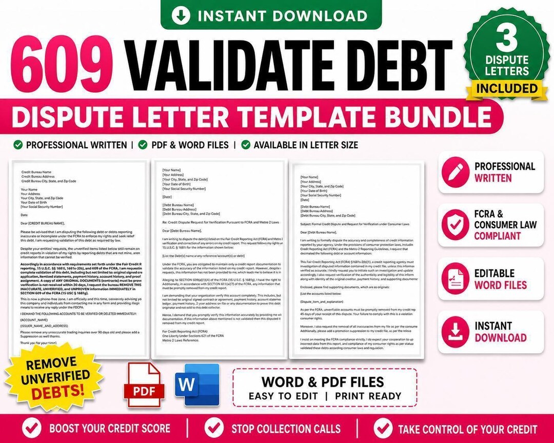 609 Debt Dispute Letter Template Bundle 609 Debt Dispute Letter Template Bundle