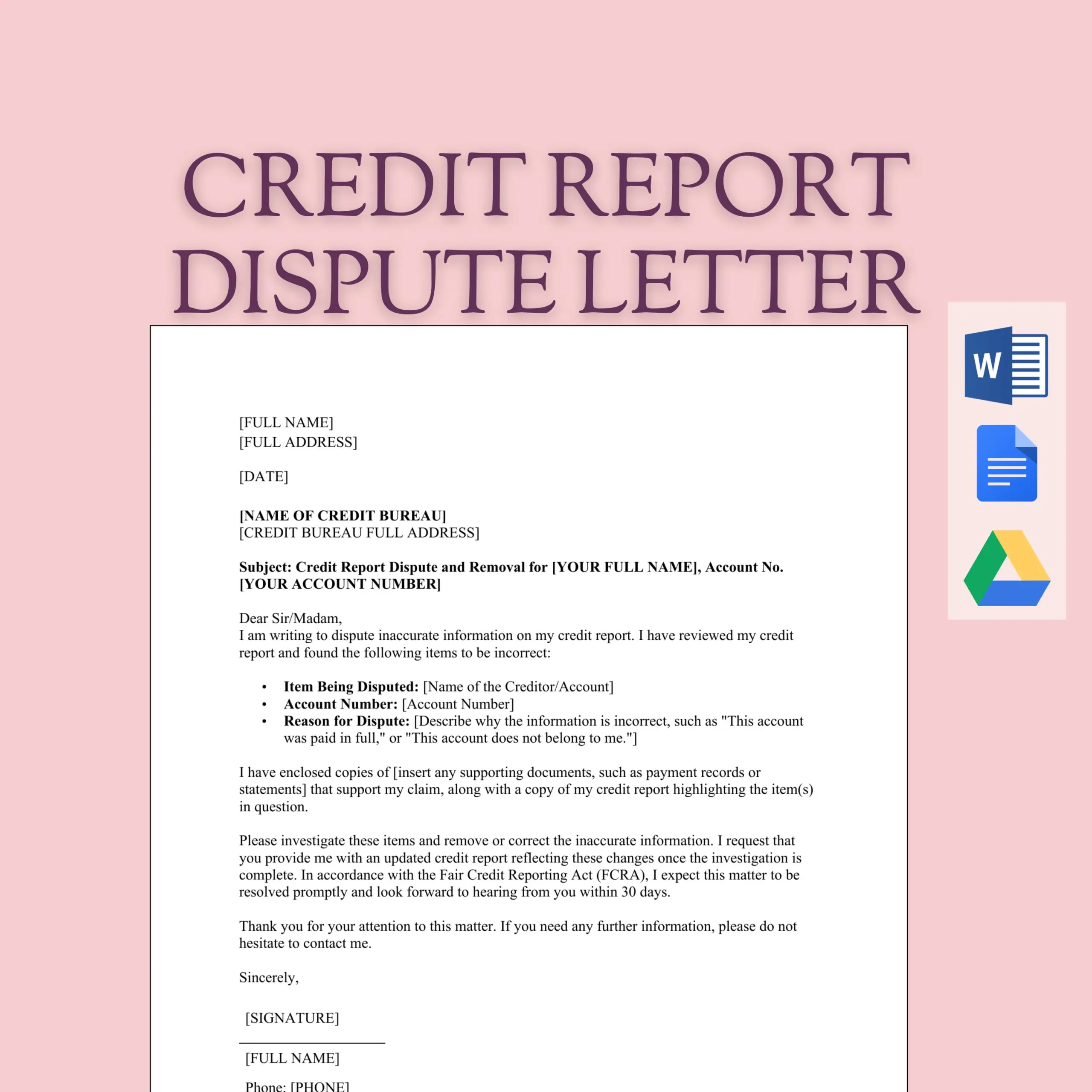 printable 609 letter template printable 609 letter template