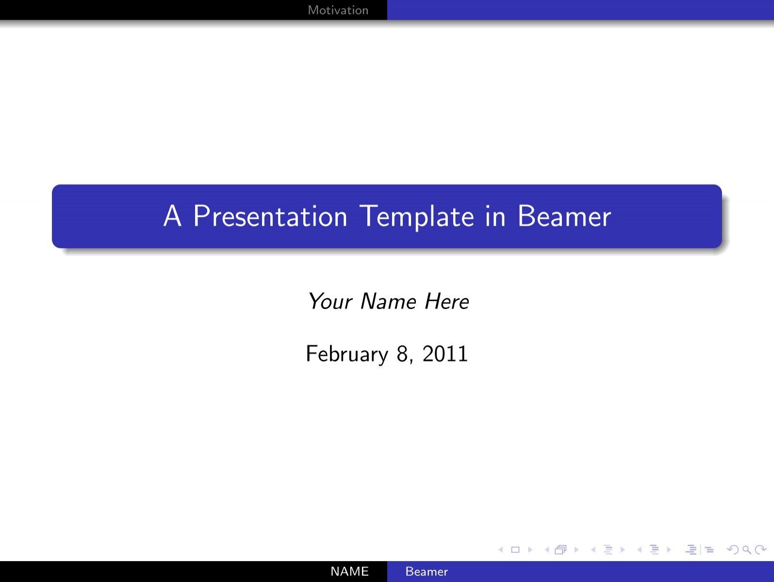 A Presentation Template In Beamer