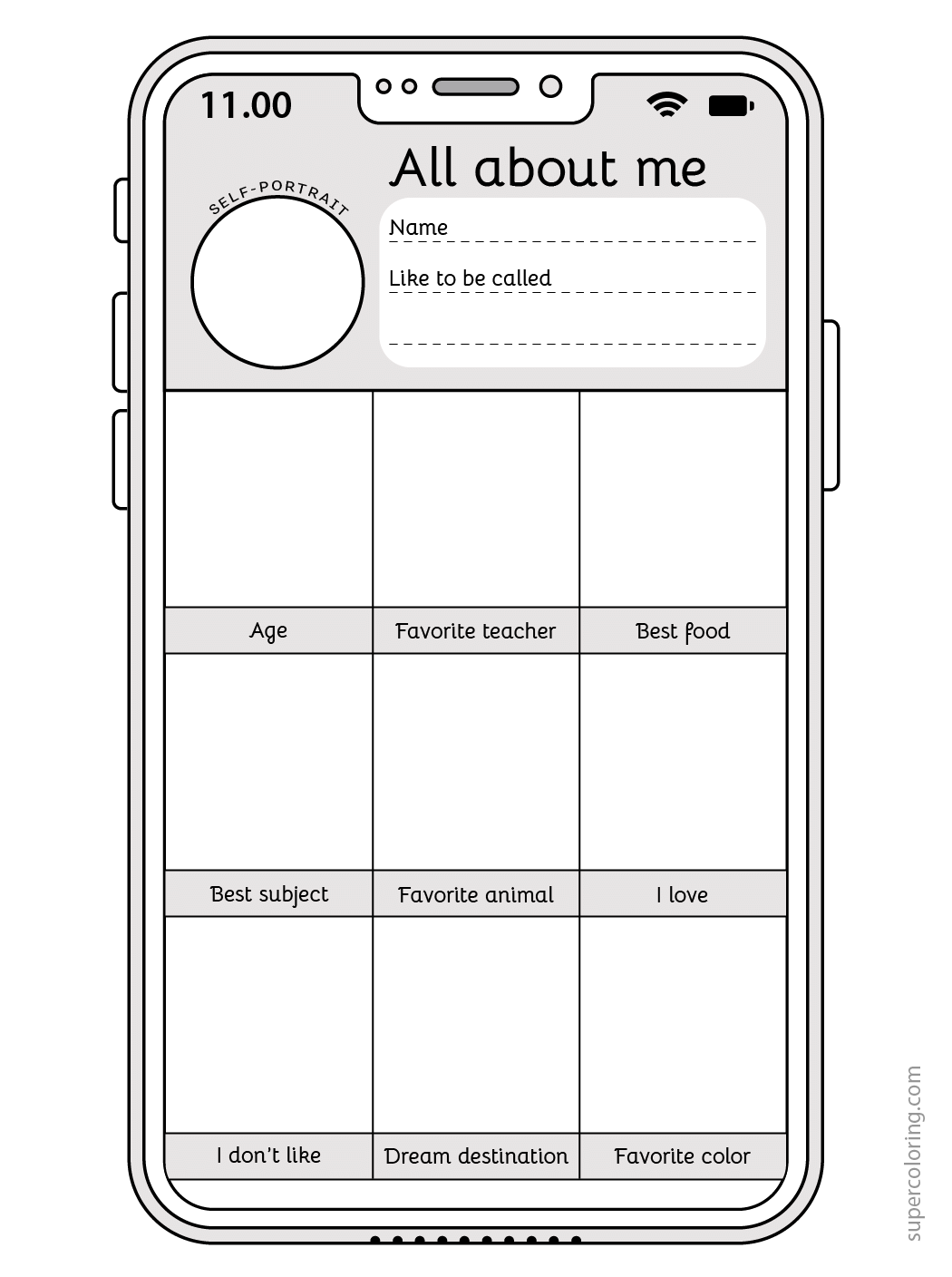 About Me Cell Phone Screen For Writing