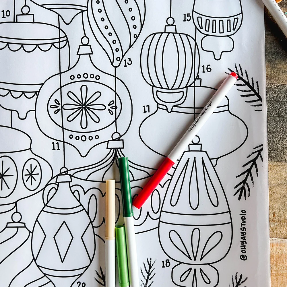 Advent Christmas Bulb Coloring Calendar Advent Christmas Bulb Coloring Calendar