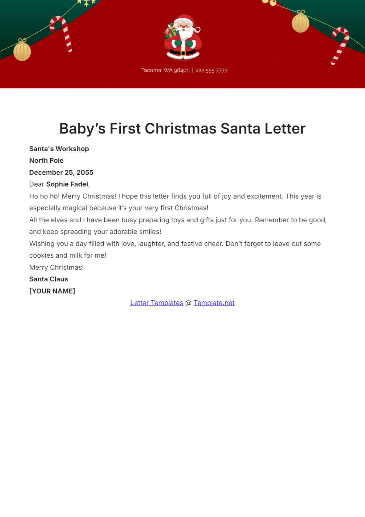 Babys First Christmas Santa Letter