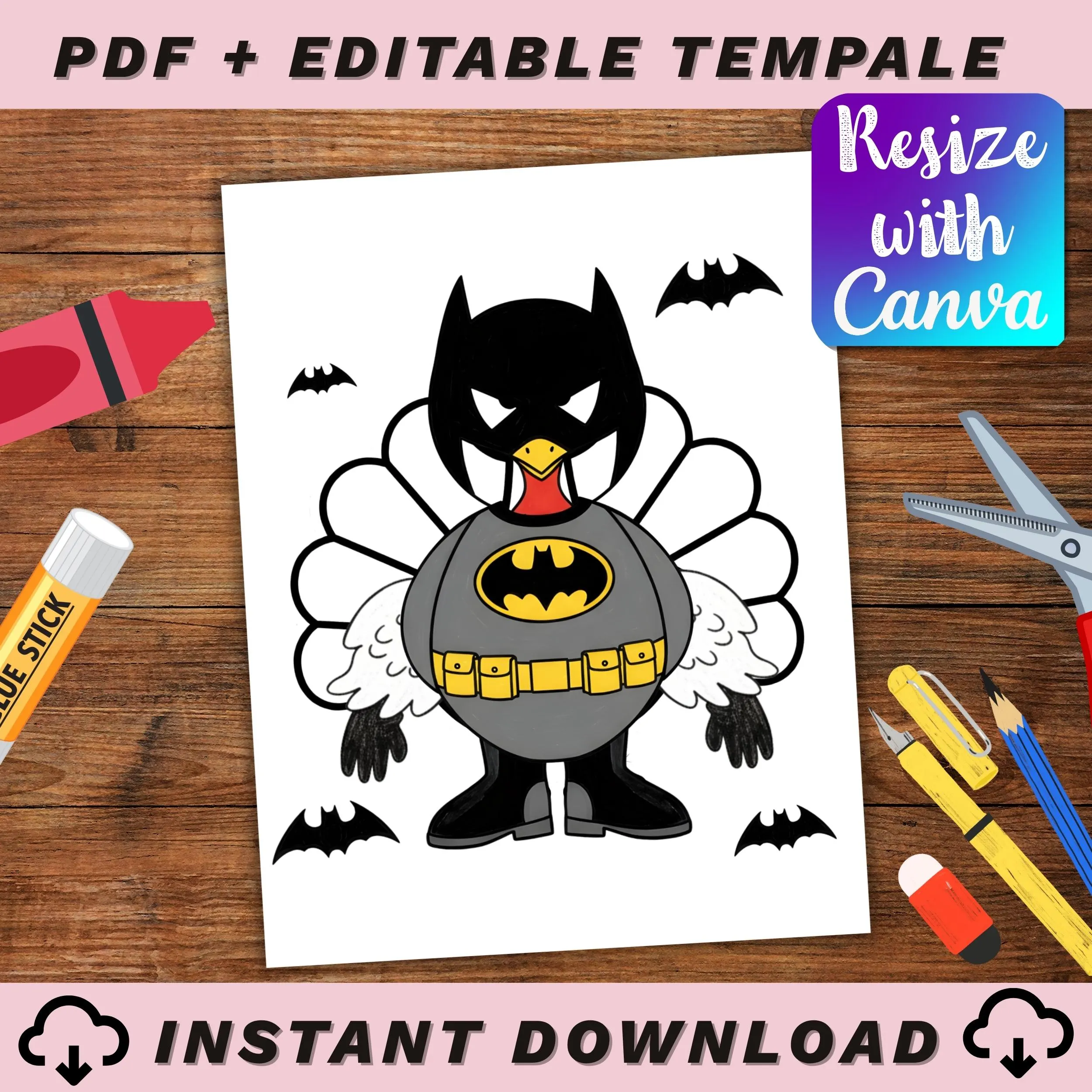 Batman Turkey Disguise Printable Craft
