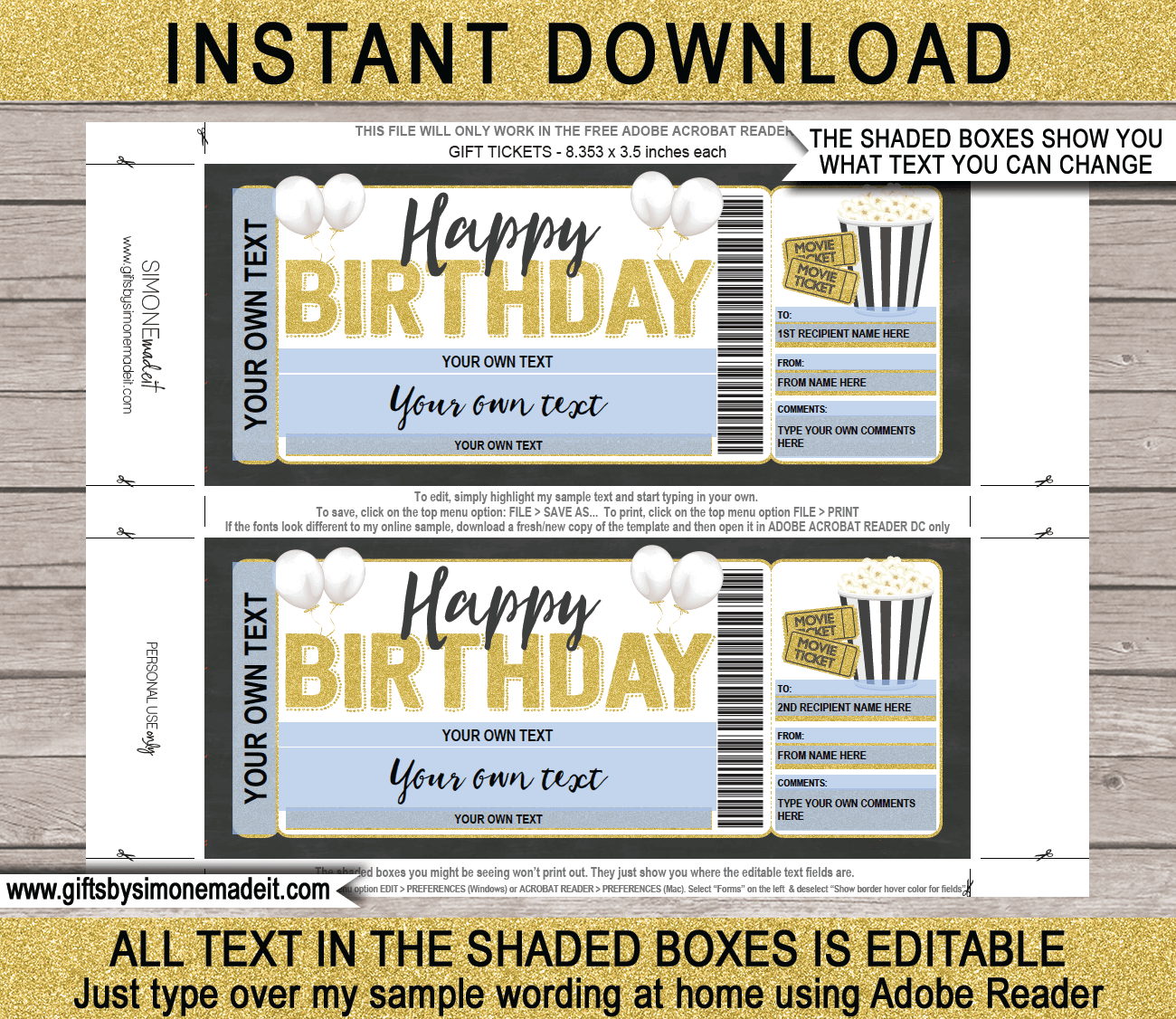 Birthday Movie Ticket Template