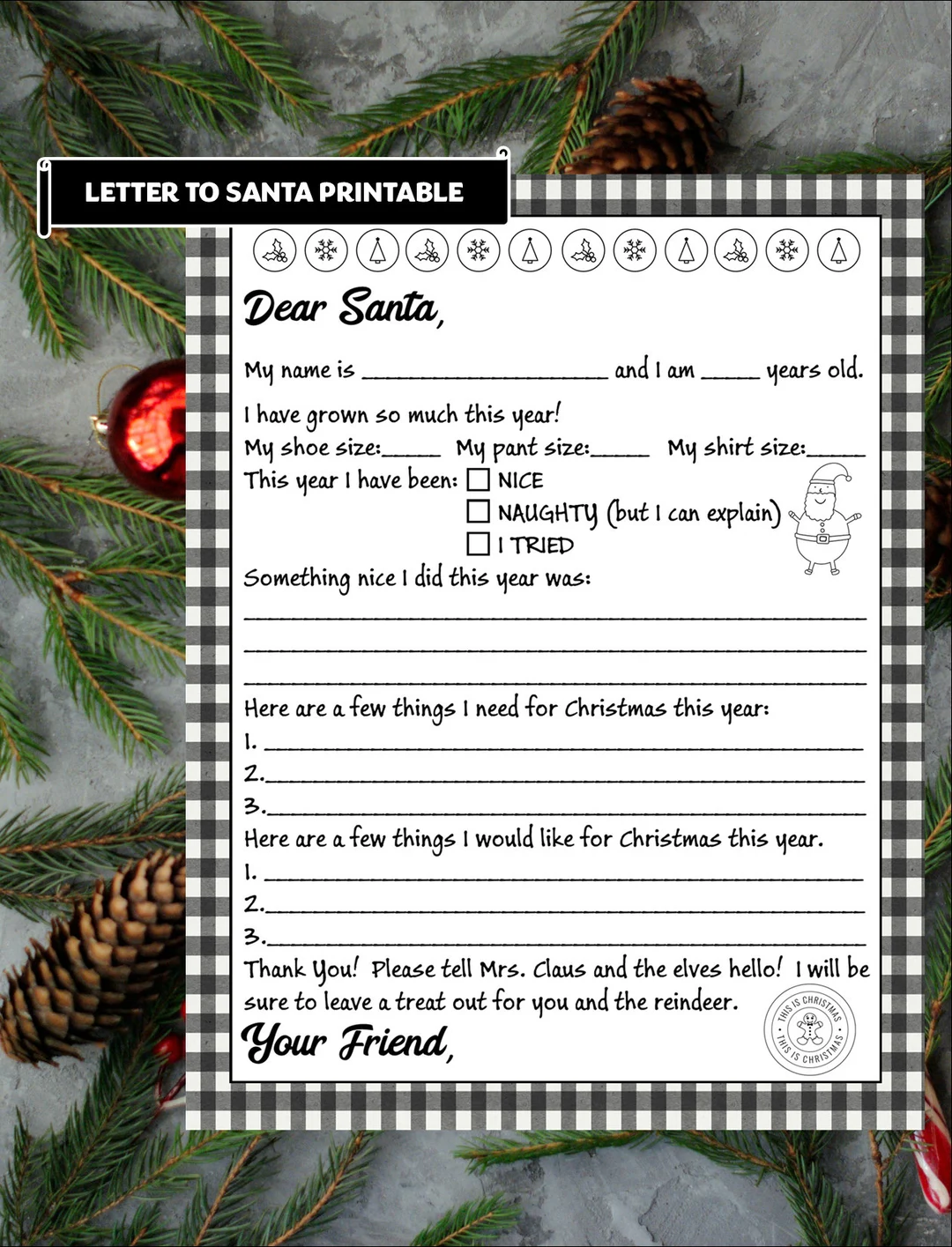 Black And White Santa Letter Template Black And White Santa Letter Template