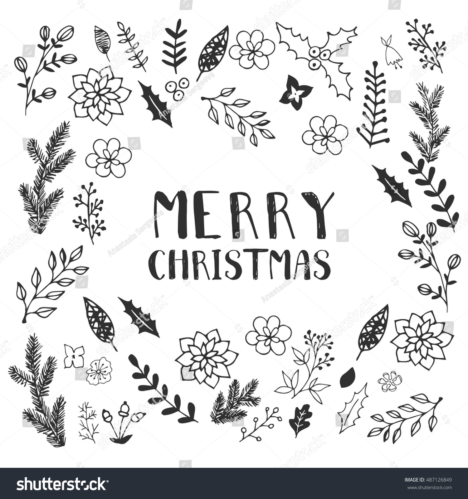 Black White Christmas Greeting Card Template 487126849 Black White Christmas Greeting Card Template 487126849