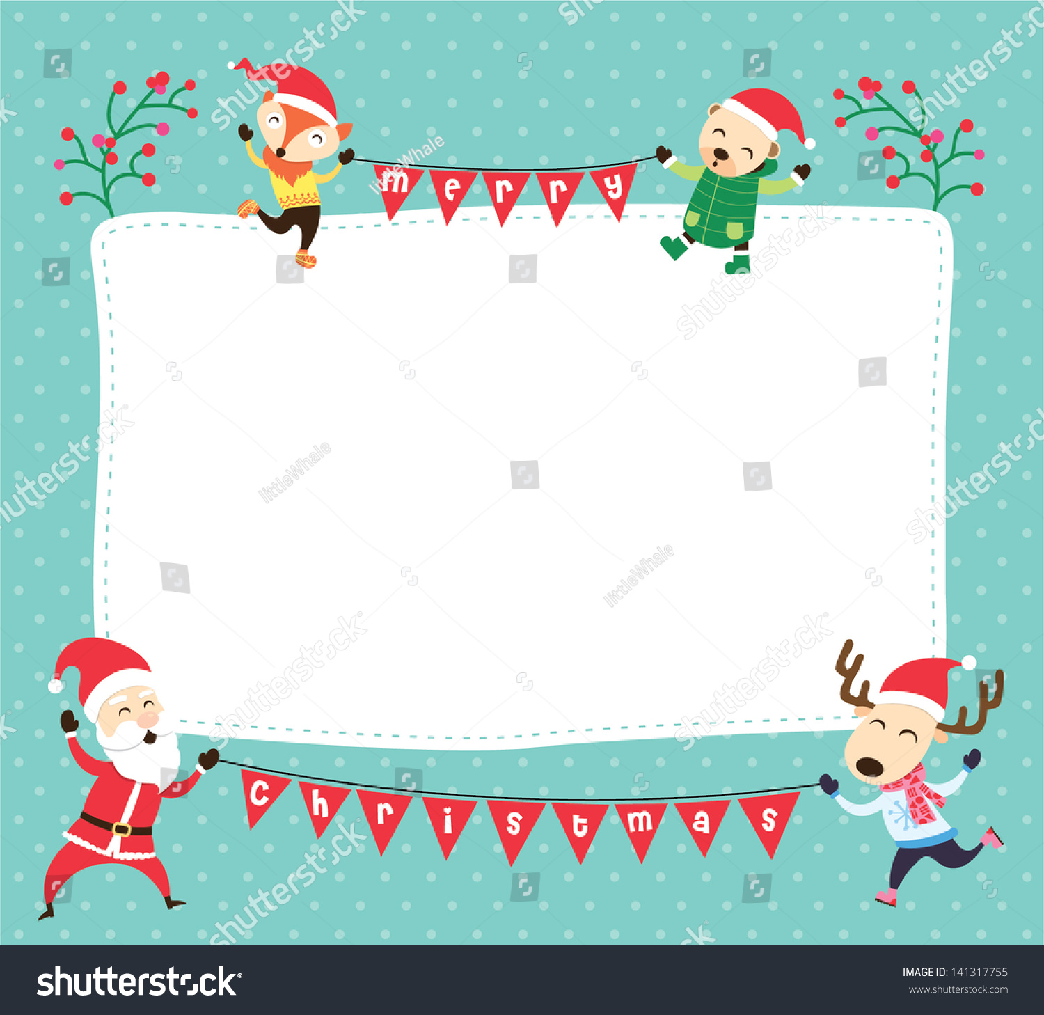 Blank Template Christmas Greetings Card Postcard 141317755