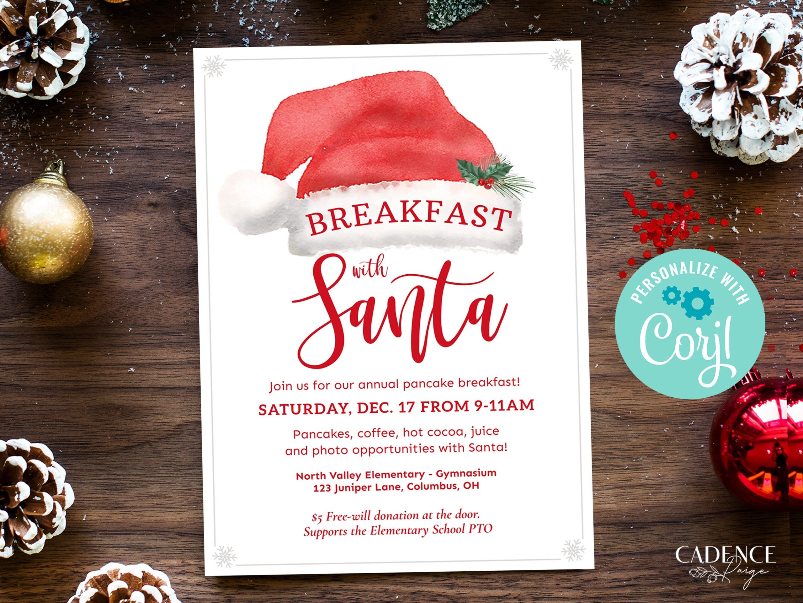 Breakfast With Santa Invitation Santa Breakfast With Santa Invitation Santa