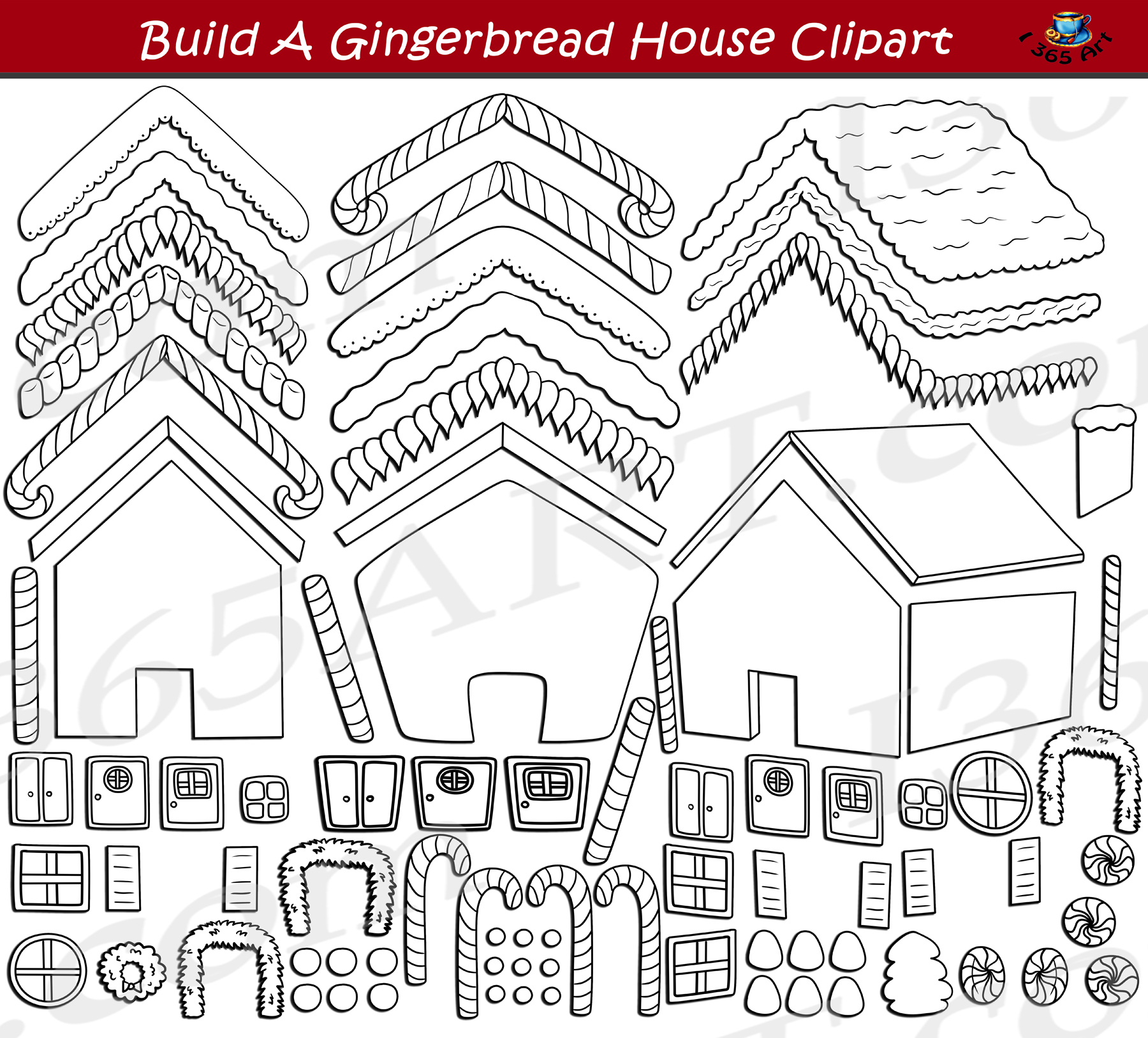 Build A Gingerbread House Clipart Set Download Build A Gingerbread House Clipart Set Download