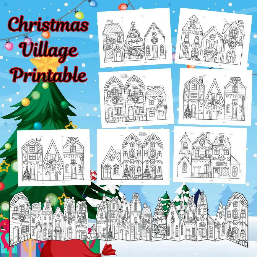 Cardboard Christmas Village Printable Houses
