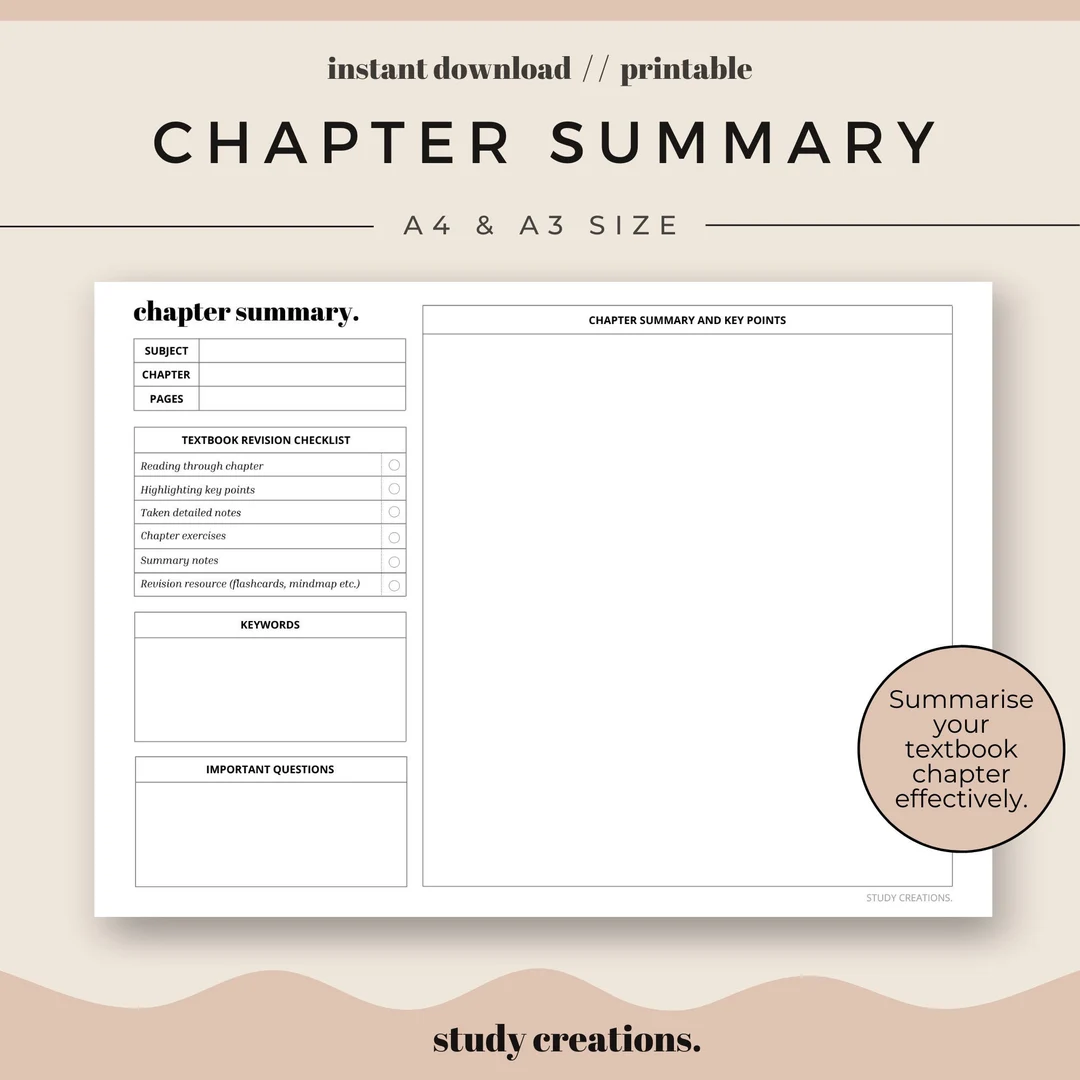 Chapter Summary Sheet For Students